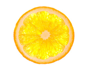 Orange slice is isolated on the white.