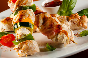 Grilled meat and vegetables