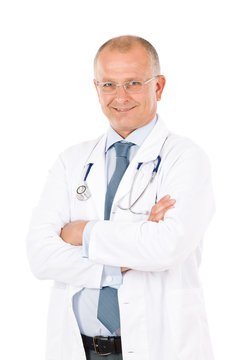 Mature doctor male with stethoscope professional