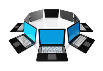 Black laptop computers isolated on white