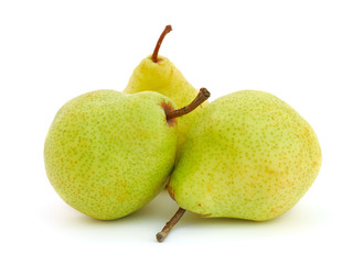 Three pears isolated on white background .