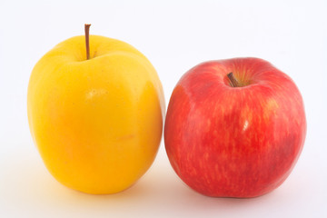 The red and yellow juicy fresh apples