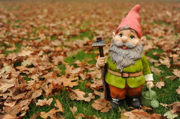 Garden Gnome In autumn