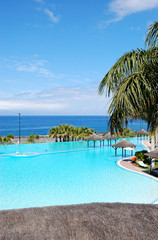 Swimming pool with jacuzzi and beach of luxury hotel, Tenerife i