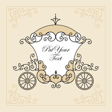 wedding invitation design with carriage