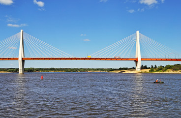 Big cable-braced bridge in Murom, Russia