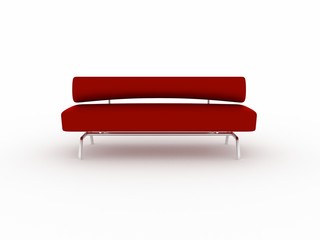 3d red sofa isolated on white