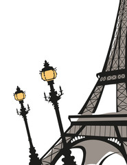 Tour Eiffel avec lampadaires