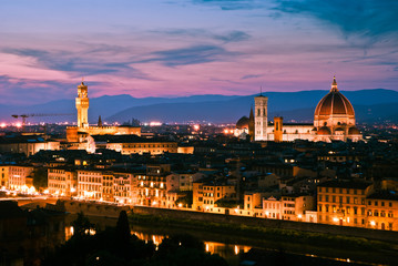 Naklejka premium Florence skyline at sunset