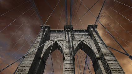 Sky over Brooklyn Bridge in New York City