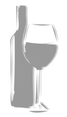 Weinflasche mit Weinglas