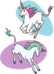 Two unicorns playing