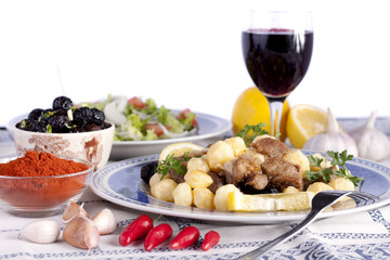 Cooked meat with potatoes