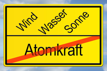 Schild Atomkraft Wind Wasser Sonne