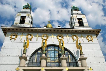 Fotobehang Art Nouveau Church, Golden Angels, Vienna © lucazzitto