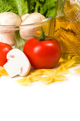 Pasta ingredients with space for text