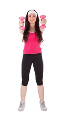 Fitness woman with dumbbell