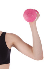 Fitness woman with dumbbell