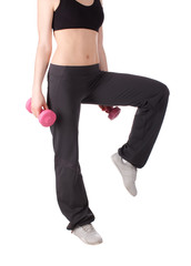 Fitness woman with dumbbell