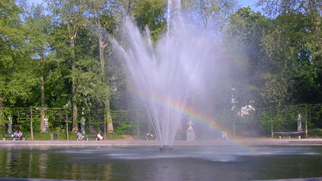 Rainbow fountain in Parc de Brussells, Belgium