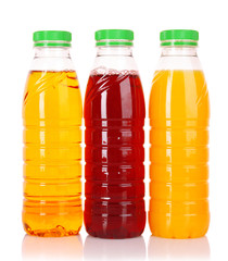 bottles of juice on a white background