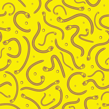 Set of caterpillars on a yellow background