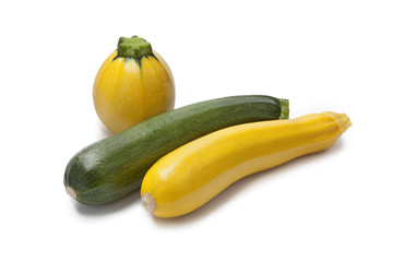 Yellow, green and round courgette