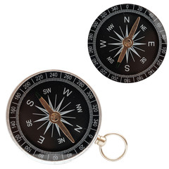 two compass closeup isolated on white background