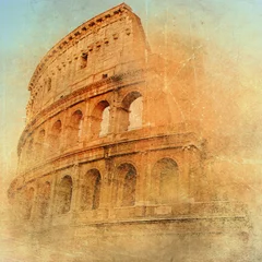 Poster geweldig antiek Rome - Coloseum, kunstwerk in retrostijl © Freesurf