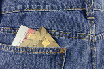 Credit cards in jeans pocket