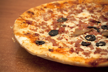 Tasty Italian pizza, just made at home with melting cheese