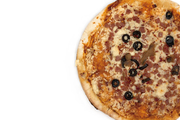 tasty Italian pizza, isolated on white background.