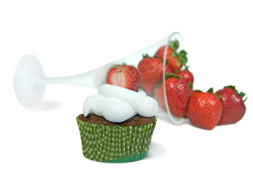 strawberry on cupcake