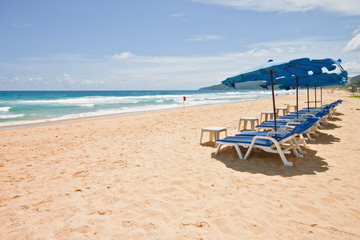 Beach chair, Phuket, Thailand in sunny day