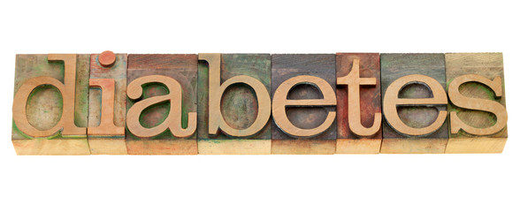 diabetes - word in letterpress type