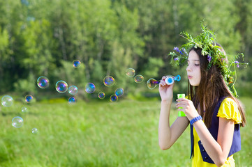 Girl  blow bubbles