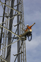 Climber giving signs