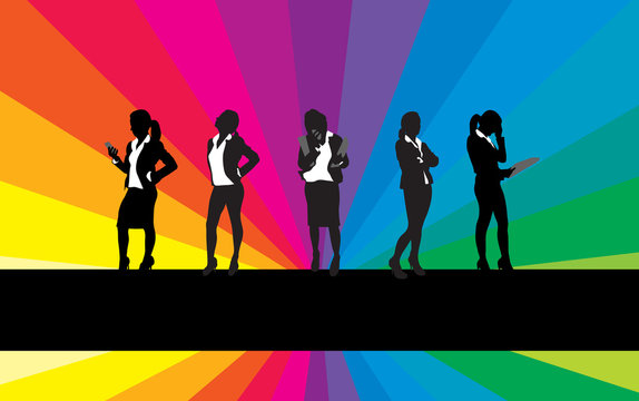 business women on a rainbow background