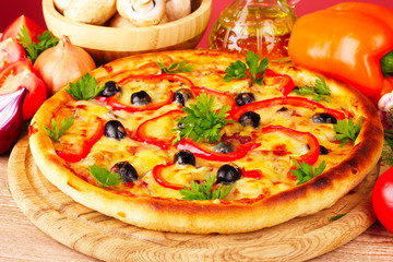 pizza and vegetables
