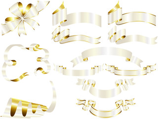White and gold ribbon set