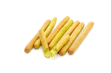 Spinach Breadsticks Isolated on White Background