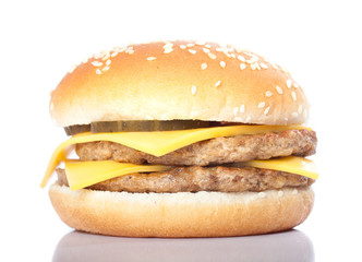 cheeseburger isolated on white