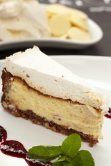 Cake with jam and mint
