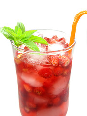 fruit red drink juice with wild strawberry