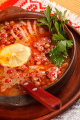 meat soup with lemon