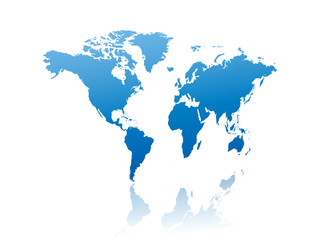 Fototapeta na wymiar Blue WORLD MAP Icon 
