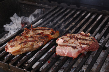 Sirloin steak prepared on the barbecue grill.