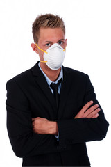 businessman with respirator