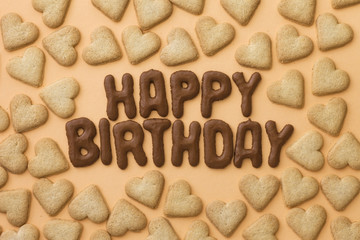 Letter biscuits spelling out the words Happy Birthday
