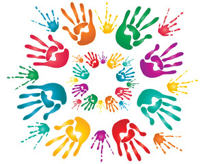 holi hand prints